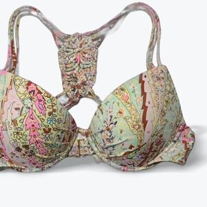 Victorias Secret Bikini Top The Fabulous Push Up 32B Paisley Macrame Racerback